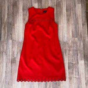 J. Crew Red Scalloped Hem Grommet Dress 4